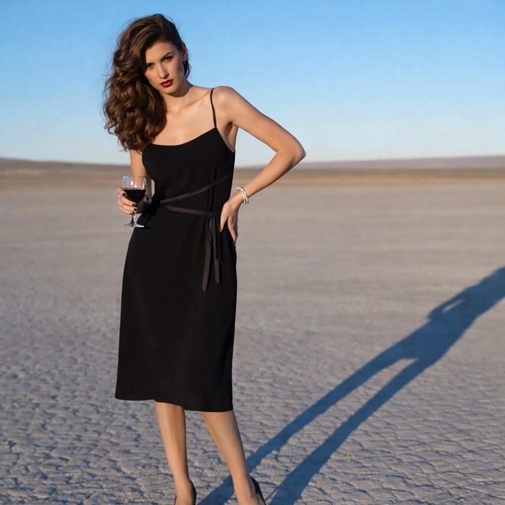 Yves Saint Laurent Rive Gauche Black Crepe Cocktail Dress Wrap Tie Bodice 1990s - Picture 4 of 13